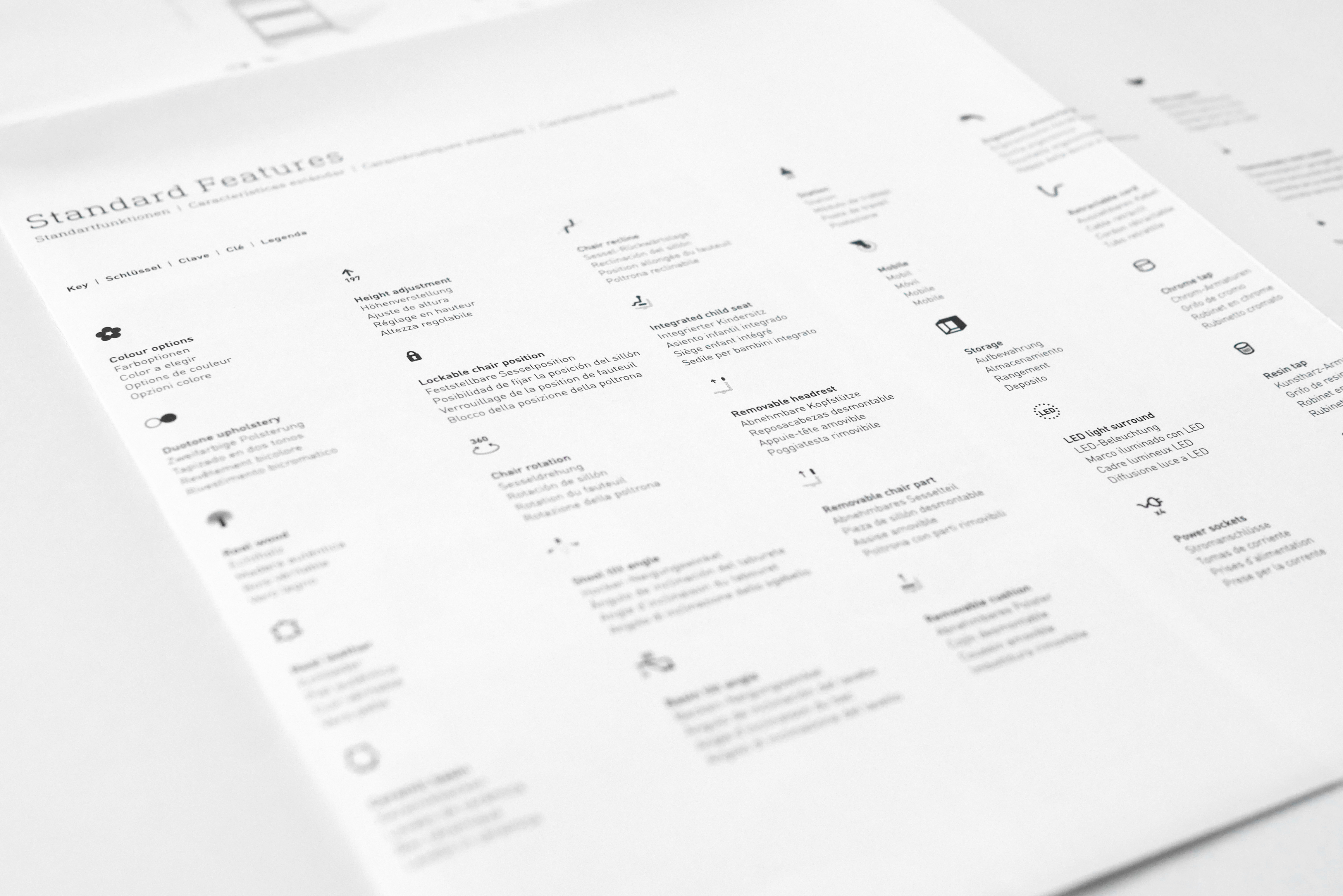 product and feature menus